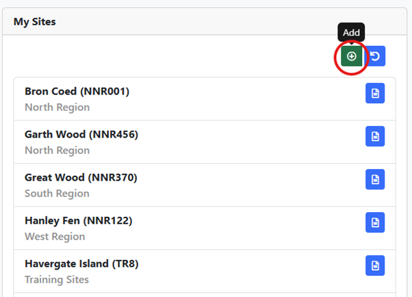 A screenshot showing how to add a site to My Sites in the Dashboard